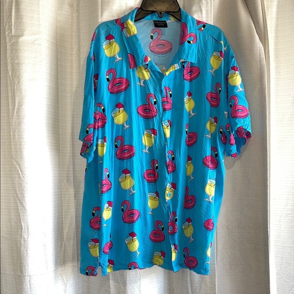 Bioworld Blue Shirt with Pink Flamingos